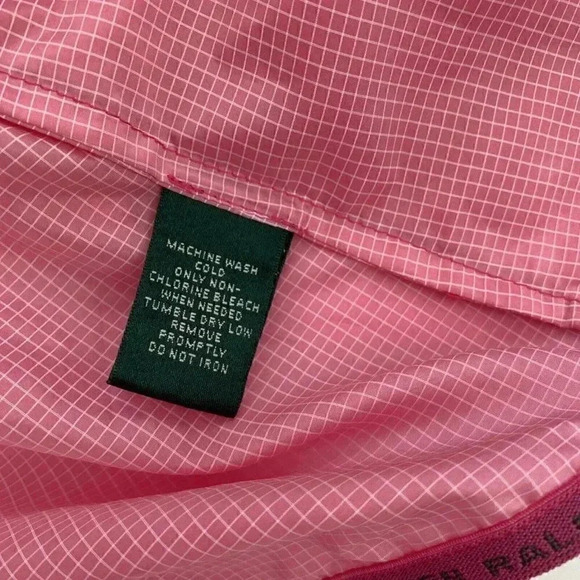 Ralph Lauren Womens Large Windbreaker Jacket Orange Pink Ombre Zip Front Ripstop - Picture 6 of 7